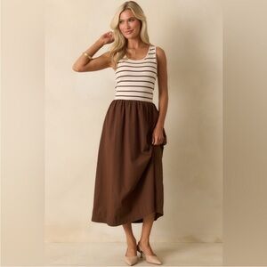 MOON RIVER Stripe Cotton Tank Maxi Dress small